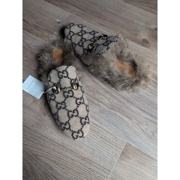 Gucci Princetown GG Wool Fur Flats Mules Slip On Mens 9-9.5 - Picture 7 of 16